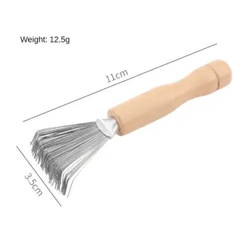 1 ШТ. Деревянная расческа для деликатной очистки Съемная щетка для волос Ручка для инструмента для чистки расчески Встроенный Инструмент для чистки сломанных волос 3