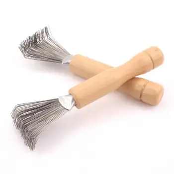 1 ШТ. Деревянная расческа для деликатной очистки Съемная щетка для волос Ручка для инструмента для чистки расчески Встроенный Инструмент для чистки сломанных волос 5