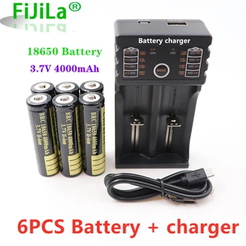 Batterie lithium-ion rechargeable, 3.7V, avec chargeur, pour lampe de poche Led