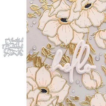 DzIxY Flower Word Hello Штампы для резки металла для изготовления открыток Наборы штампов для тиснения бумаги Альбомные поделки 2023 Шаблоны Трафареты
