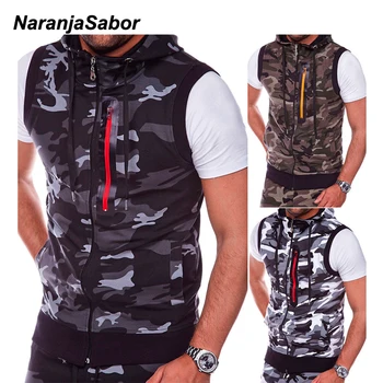 NaranjaSabor 2020, Новый мужской камуфляжный жилет, весна-лето, военная толстовка с капюшоном и без рукавов, мужская модная брендовая одежда N638