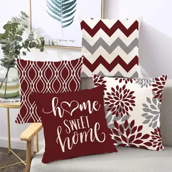Nordic Sweet Home Красная льняная наволочка с геометрическим рисунком 60 * 60, украшение для дома, чехол для диванной подушки, Декоративная наволочка 50 * 50