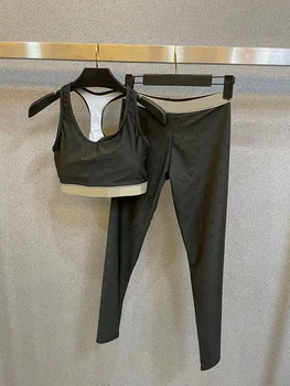 XJBAXXY 2023 Модный костюм с принтом, круглый вырез, короткий топ без рукавов, эластичный пояс, Облегающие Удобные брюки, комплект из двух предметов