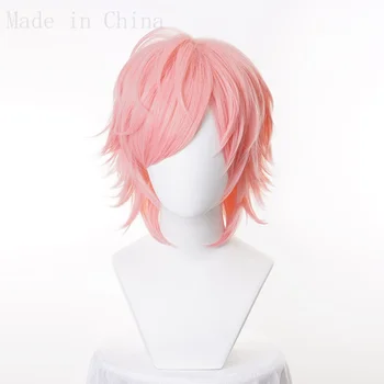 Аниме Yarichin Club Ayato Yuri Косплей Парик Розовый Из коротких Термостойких Синтетических волос Для взрослых Мужчин