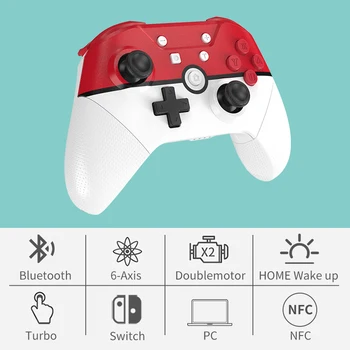 Беспроводной контроллер для Nintendo Switch Pro, беспроводной игровой контроллер Bluetooth с NFC и 3D-джойстиком-геймпадом 3