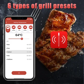Беспроводной термометр для мяса и продуктов, Кухонная Коптильня для барбекю, приготовление пищи, умный цифровой Bluetooth-термометр, отличный подарок 1