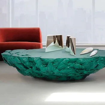 Журнальный столик с имитацией камня, созданный дизайнером, модельная комната, креативный журнальный столик из стекловолоконной сетки красного цвета 1