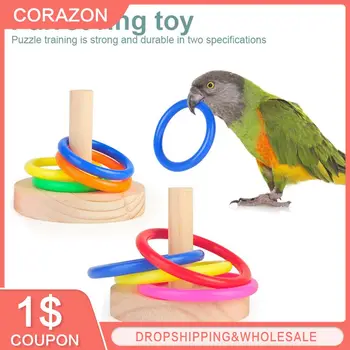 Игрушка-кольцо с птицей-попугаем 3 см из цельного дерева, Обучающие принадлежности для птиц, Обучающие интеллекту Интерактивные игрушки для попугаев, Аксессуары для птиц