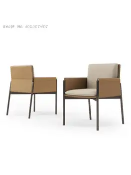 Итальянский минималистичный кожаный обеденный стул дизайнерский стул домашний итальянский стул для макияжа простой легкий роскошный тканевый стул для книг 0
