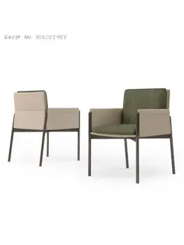 Итальянский минималистичный кожаный обеденный стул дизайнерский стул домашний итальянский стул для макияжа простой легкий роскошный тканевый стул для книг 3