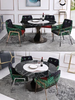 Итальянский роскошный каменный стол, легкий роскошный круглый стол из высококачественного натурального мрамора, современный простой креативный обеденный стол 0