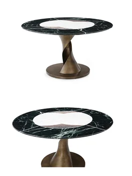 Итальянский роскошный каменный стол, легкий роскошный круглый стол из высококачественного натурального мрамора, современный простой креативный обеденный стол 1