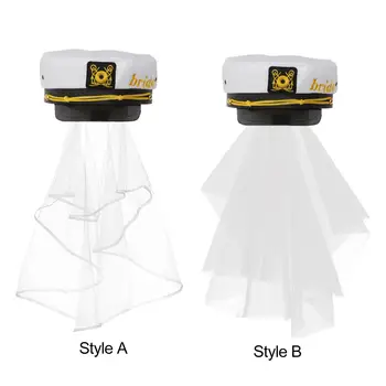 Капитанская кепка с вуалью, головной убор для коктейльной вечеринки на пляже и лодке, морской вечеринки