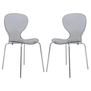 Комплект из 2 боковых стульев Modern Oyster Прозрачный Черный Высококачественный пластиковый боковой стульчик,