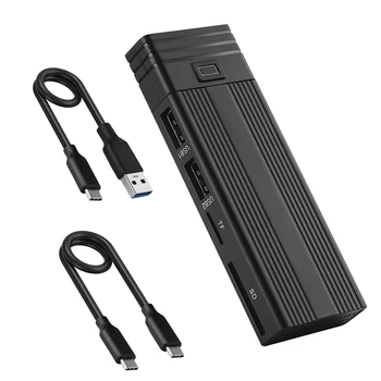 Концентратор USB C 6 В 1 с Корпусом SSD M.2 NVMe/SATA 10 Гбит/с Адаптер SSD M.2 к USB 3.2 Gen 2 SD TF Card Reader для MacBook Pro Air 0