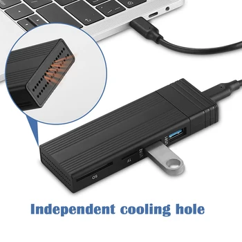 Концентратор USB C 6 В 1 с Корпусом SSD M.2 NVMe/SATA 10 Гбит/с Адаптер SSD M.2 к USB 3.2 Gen 2 SD TF Card Reader для MacBook Pro Air 1
