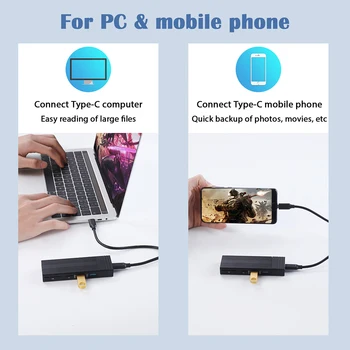 Концентратор USB C 6 В 1 с Корпусом SSD M.2 NVMe/SATA 10 Гбит/с Адаптер SSD M.2 к USB 3.2 Gen 2 SD TF Card Reader для MacBook Pro Air 3