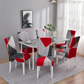 Красно-серый чехол для обеденного стула из спандекса для ресторана, чехлы для свадебных стульев