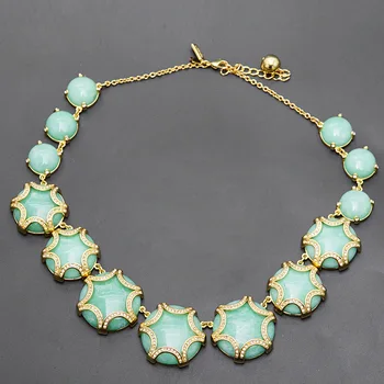 Круглое ожерелье с зеленым камнем, женская модная легкая роскошная цепочка из нефрита для ключиц