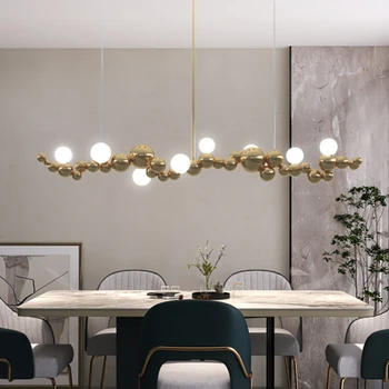 Лампа для столовой Творческая личность Длинный обеденный стол Барная люстра Декоративные лампы из скандинавского стекла подвесные светильники