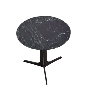 Мраморный чайный столик Круглый Современный Nordicdesign, Черный Низкий столик для гостиной, Роскошная мебель для спальни 0