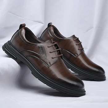 Мужская повседневная обувь из натуральной кожи, прогулочная обувь на плоской платформе, уличная обувь, мужская обувь ручной работы, Лоферы, Дышащие кроссовки