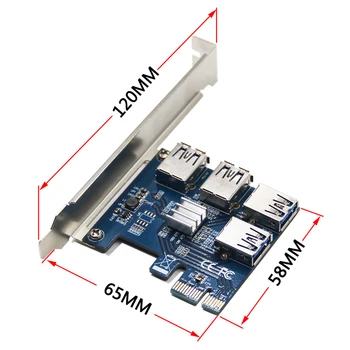 НОВАЯ дополнительная карта PCIe от 1 до 4 слотов PCI Express 16X Riser Card PCI-E 1X к внешнему адаптеру с 4 слотами PCI-e PCIe Port Multiplier Card 3