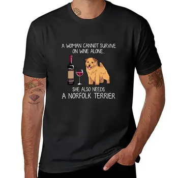 Новая футболка с изображением Норфолк-терьера и винной забавной собаки, футболка с изображением аниме, мужская хлопчатобумажная футболка