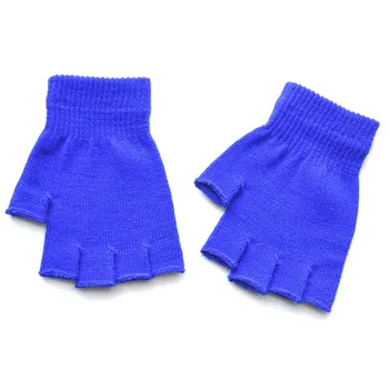 Новые детские зимние перчатки Холодные теплые акриловые перчатки без пальцев, однотонные 1