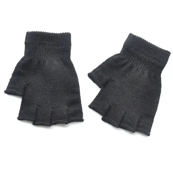 Новые детские зимние перчатки Холодные теплые акриловые перчатки без пальцев, однотонные 2