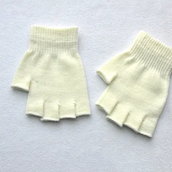Новые детские зимние перчатки Холодные теплые акриловые перчатки без пальцев, однотонные 5