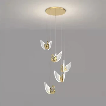 Новые подвесные светильники Nordic swan LED, Современная прикроватная подвесная лампа, креативный дизайн, Потолочная люстра для лестницы, Освещение