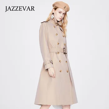 Новый британский тренч, женское пальто, классическое клетчатое двубортное пальто с лацканами, водонепроницаемое высококачественное женское повседневное пальто свободной длины