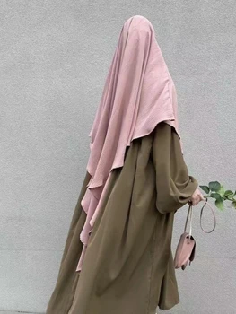 Новый Мусульманский Длинный Химар-Хиджаб Простой с Никабом Головной Убор Исламская Одежда Мусульманские Наборы Джилбаб Абая Дубайская Одежда Шарф