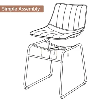 Обеденные стулья из искусственной кожи Alden Design без подлокотников с металлическими ножками, комплект из 2-х, коричневый 4