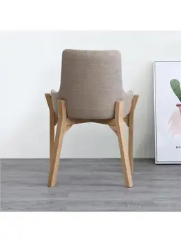 Обеденный стул из массива белого дуба в скандинавском стиле, цвет японского бревна, простой современный кофейный стул, кресло для отдыха, сетчатый красный стул Ins 2