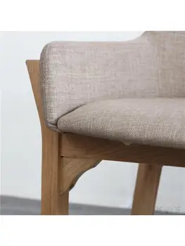 Обеденный стул из массива белого дуба в скандинавском стиле, цвет японского бревна, простой современный кофейный стул, кресло для отдыха, сетчатый красный стул Ins 3