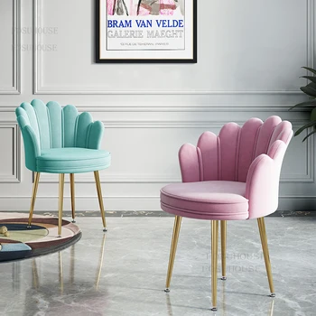 Обеденный стул со спинкой для ресторана Nordic Home, кабинет, спальня, Дизайнерские стулья для переодевания, Гостиная, Балкон, Кафе, стул для макияжа B
