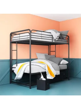 Опоры Двойная металлическая двухъярусная кровать с ящиками для хранения, черный