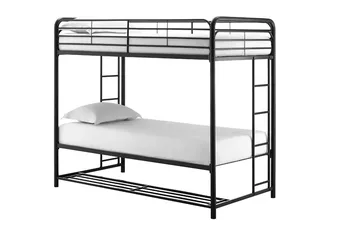 Опоры Двойная металлическая двухъярусная кровать с ящиками для хранения, черный 4