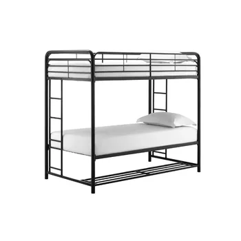 Опоры Двойная металлическая двухъярусная кровать с ящиками для хранения, черный 5