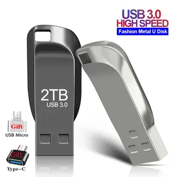 Оригинальный USB флэш-накопитель 2 ТБ, 1 ТБ, 512 ГБ, металлическая высокоскоростная передача, 3,0, подвесная портативная USB-память для компьютера, ноутбука 1