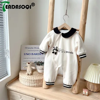 Осенняя коллекция одежды для новорожденных мальчиков с длинными рукавами и воротником в виде 3D панды и Питера Пэна для новорожденных детей, комбинезоны в японском стиле