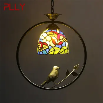 Подвесной светильник PLLY Tiffany из светодиодного креативного цветного стекла, подвесной светильник в виде птицы для дома, столовой, спальни, балкона