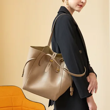 Популярная женская сумка из натуральной кожи на одно плечо, универсальная модная сумка-тоут большой емкости