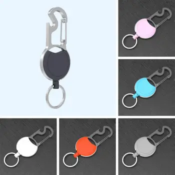 Прочный брелок для ключей в матовой оболочке, Эластичная противоугонная катушка, держатель значка, Подвесная цепочка для ключей