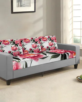 Роспись тушью Цветка Пиона, Чехла для диванных подушек, защита мебели, Растягивающийся Съемный Чехол для дивана, Эластичные Чехлы 0