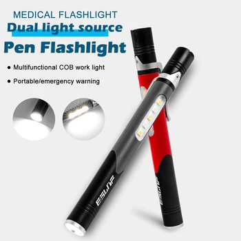 Светильник с зажимом для ручки, двойной источник света, мини портативный светодиодный фонарик для стоматолога, медсестры, фонарик-фонарик для походов на открытом воздухе