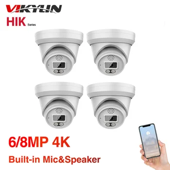 Совместимая с Hik Камера Безопасности Smart Home 8MP PoE IR Ночного Видения 6MP 4K Мини-Купольная Двухсторонняя Аудио-Камера Видеонаблюдения IPC APP