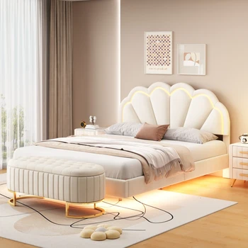 Спальные гарнитуры из 2 предметов, кровать-платформа со светодиодной подсветкой размера 